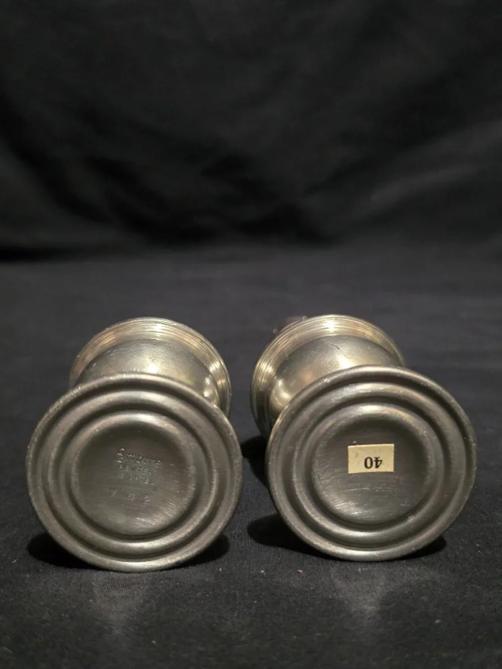 Vtg Empire Pewter Weighted Salt and Pepper Shaker Set #742